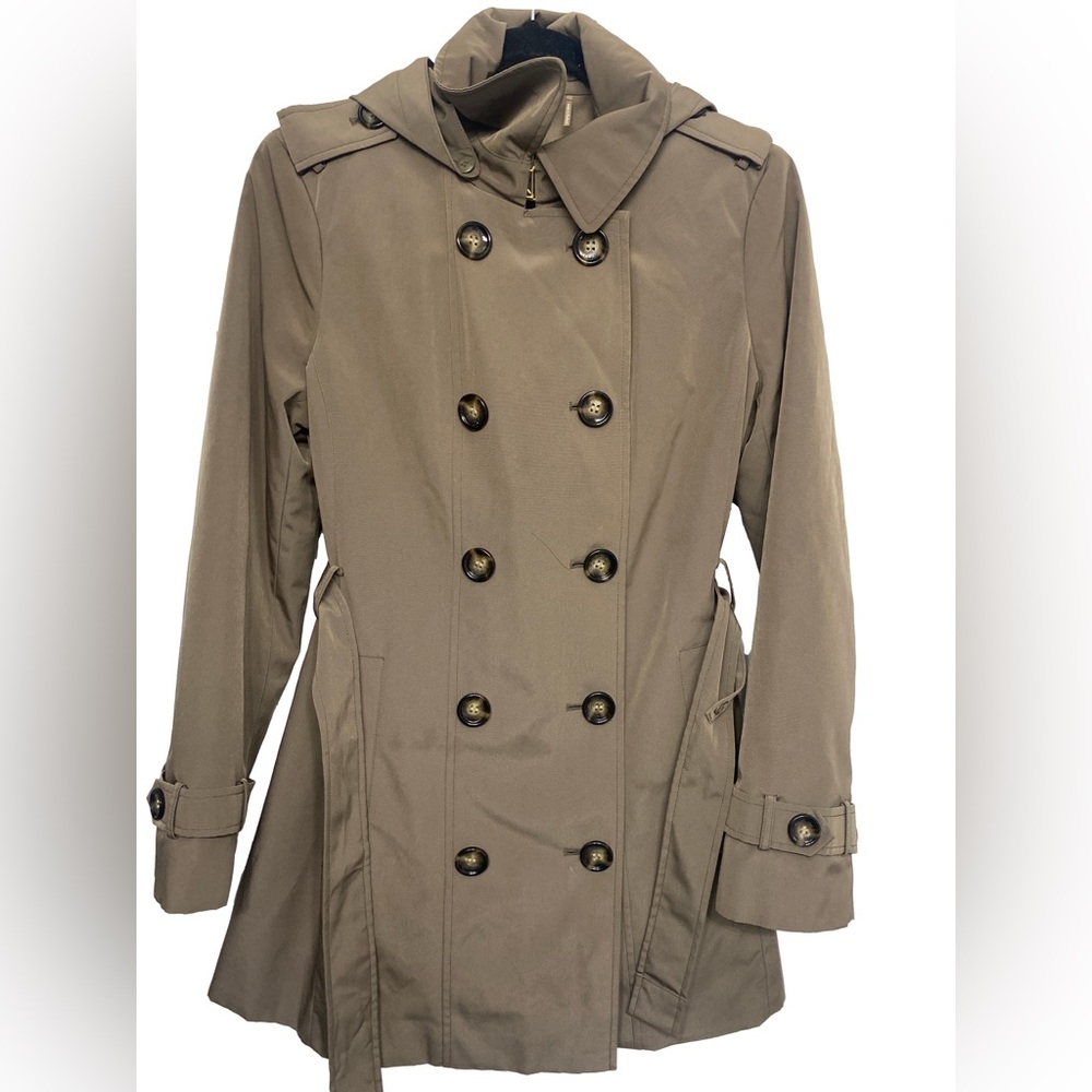 Calvin Klein Double-Breasted Hooded Trench Coat with Wool-Blend Liner - Picture 5 of 11